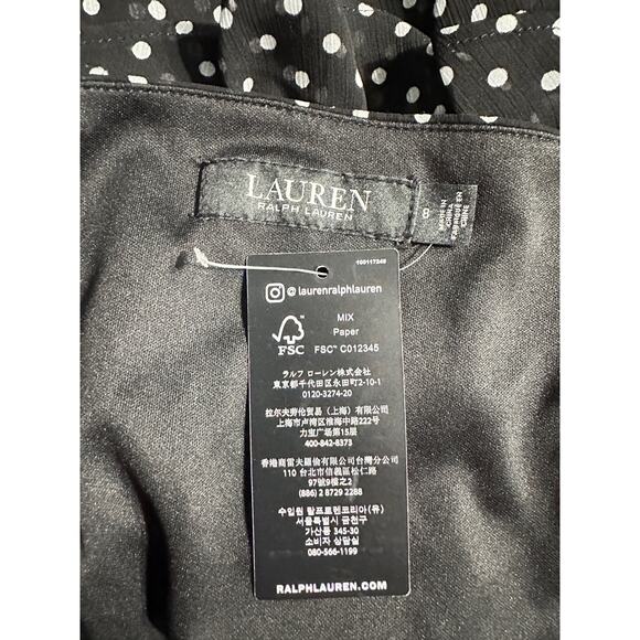 Lauren‎ Ralph Lauren Black Polka Dot Spaghetti Strap Tiered Mini Dress Sz 8 NWT - Picture 8 of 12